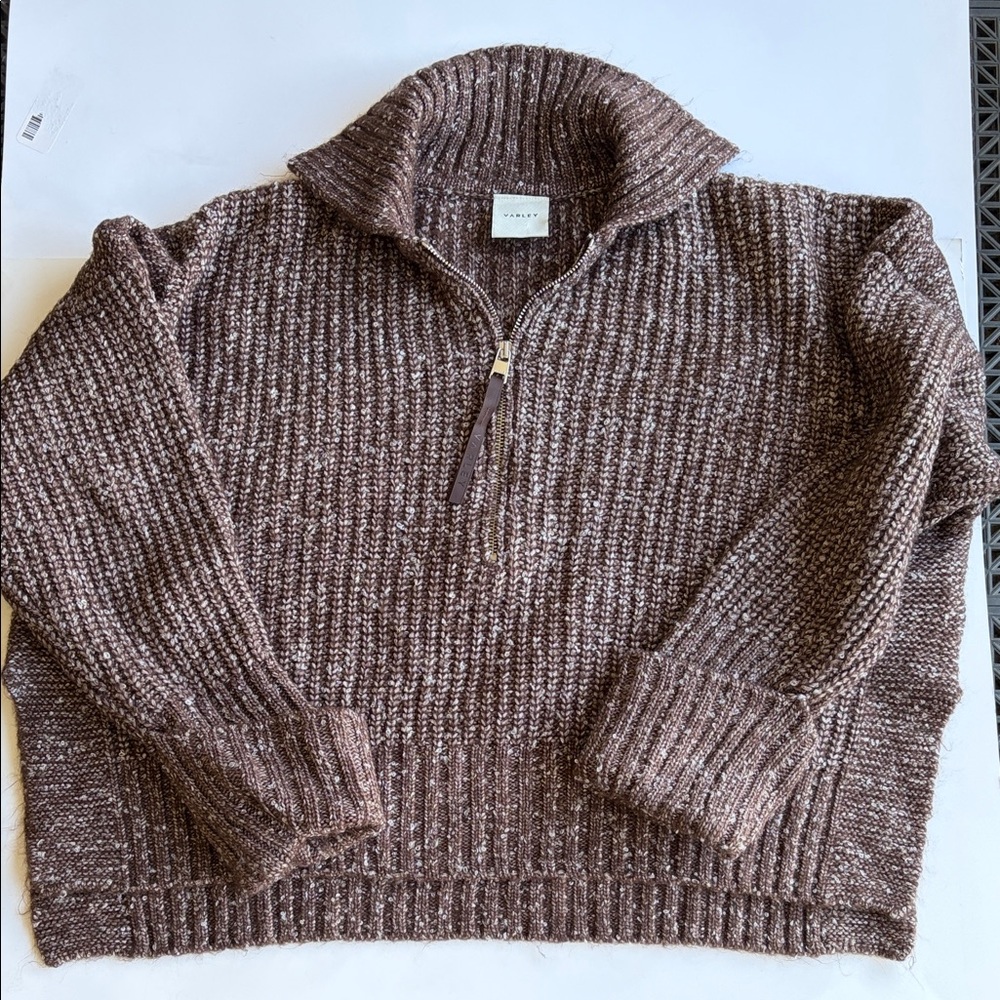 Varley Marled Zip-Neck Pullover - Brown